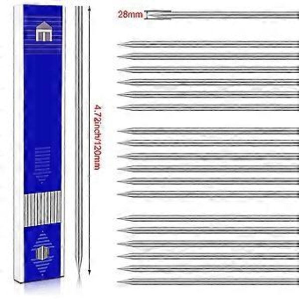 60 stk. 2,8 mm Sølv Loddeblyant Påfyll for Tømrerblyanter Dype Hull Mekanisk Blyant