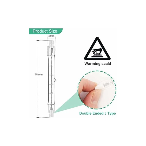 5 kappaleen pakkaus R7S-halogeenilamppu 118mm 200W 230V, R7S-halogeenitanko 118mm, Halogeenilamppu r7s Himmennettävä halogeenitankolampun rakennusvalonheittimeen, Työmaisema Li