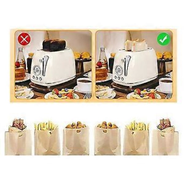 Återanvändbara Brödrostarpåsar Non-Stick Rostade Smörgåspåsar, Plastpåse för Smörgåsar Lätt att Öppna, Toastpåsar 10st A