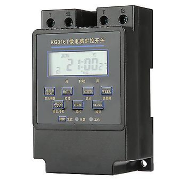 KG316T-B Mikrodatamaskin Timer Bryter Digital LCD Programmerbar Tidsstyringsbryter (220VAC)