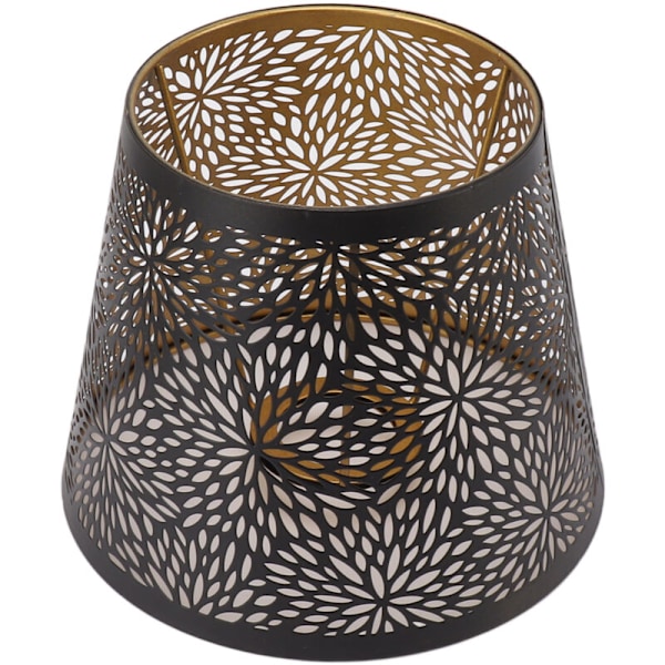 BROLEO Lampshade, Black Metal Lampshade Cover E26 E27 Iron with Golden Pattern Interior for Table Lamp