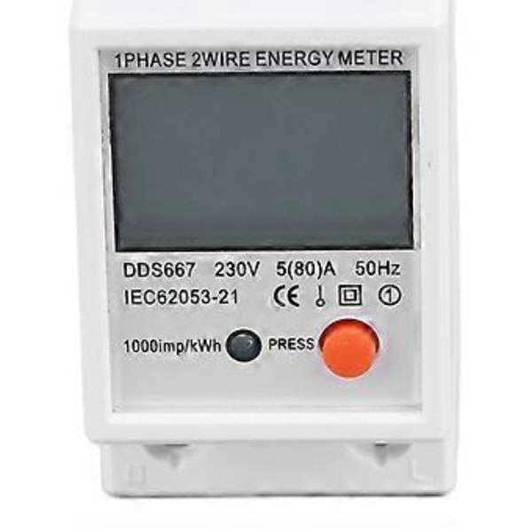 Multifunktionell effektmätare 1-fas LCD-skärm energimätare 200-250V för elektrisk säkerhet