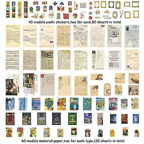 400 stk. Scra Journaling Vinta Scrap Washi-klistremerker for kunsthåndverk