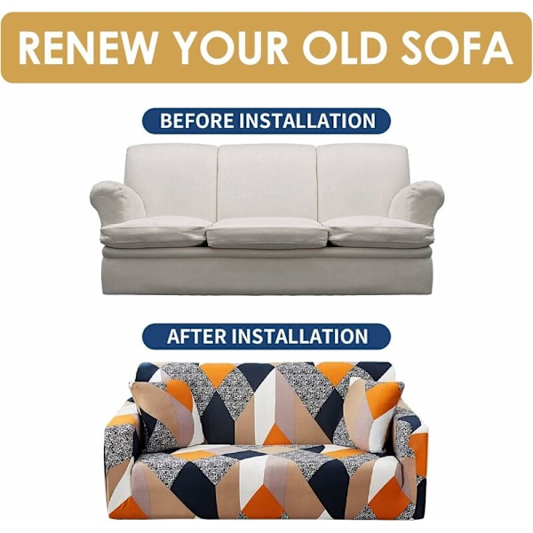 Polyester Sofaovertræk Stræk Elastisk Sofaovertræk Sofa Beskytter 2-Sædet Betræk145x180cm-gitter-Fei Yu