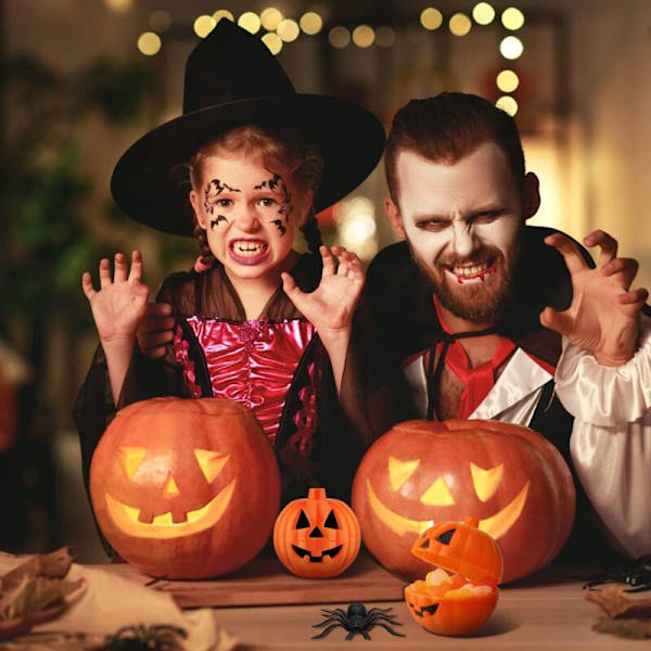 6 st Mini Pumpa Lådor, Mini Halloween Pumpa Godis Låda, Mini Pumpa Halloween Godis Låda för Trick Or Treat, Halloween Dekoration för Barn och Pa