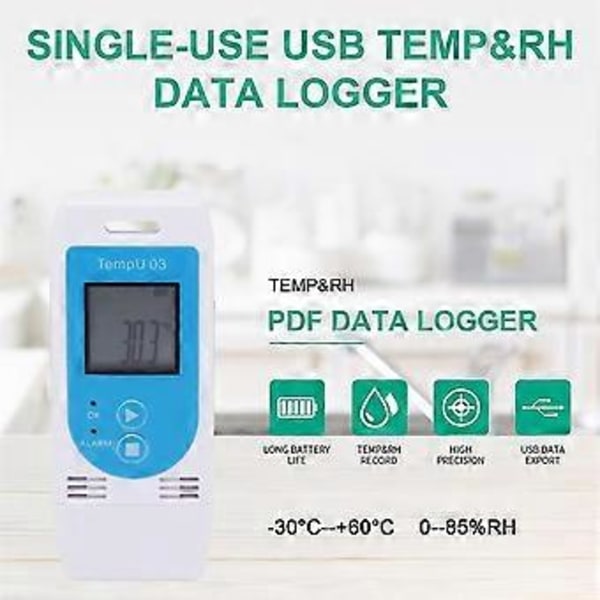 Tempu 03 USB Temperatur- og Fuktighetsdatalogg Reusable RH Temp Datalogger Opptaker Humiture Recordi
