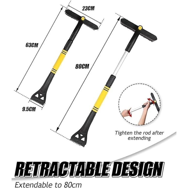 3-i-1 utdragbar isskrapa version 360 svängbar 32\" avtagbart reptåligt snöborttagningsverktyg robust snöborste med ergonomiskt skumhandtag
