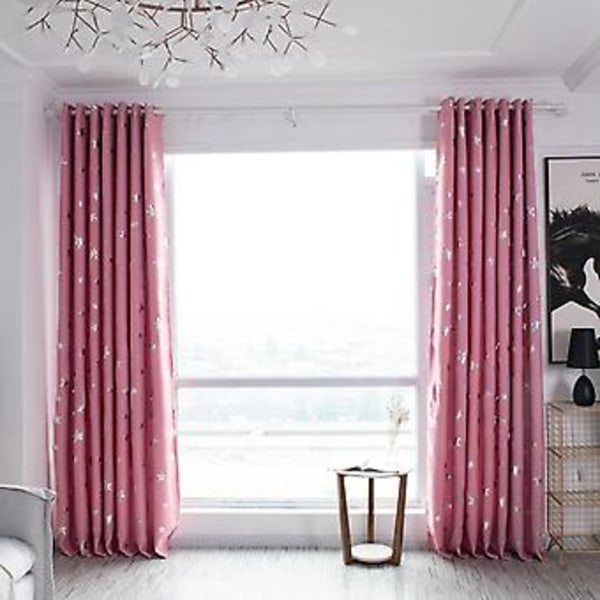 Tähtikuvioiset ikkunaverhot pimennyspaneelit rei'ityksellä (Pinkki)