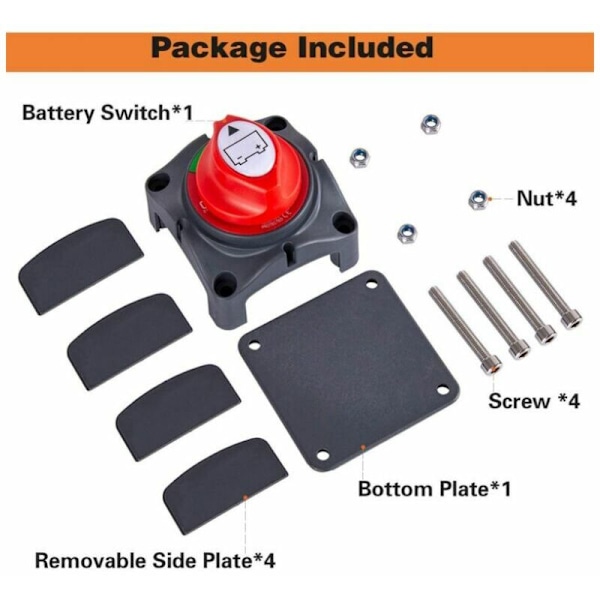 Batterikredsløbsafbryder 12V - 48V Batteri Isolator Afbryder, Vandtæt Batteri Afbryder 275A Batteri Isolator Afbryder til Biler, Både, Køretøjer