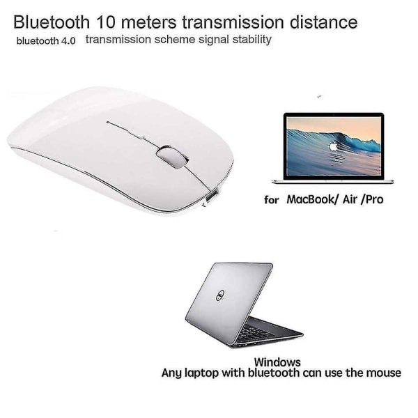 Uppladdningsbar Bluetooth-mus för Mac Laptop Trådlös Bluetooth-mus för Windows Notebook