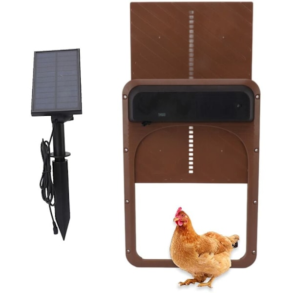 Automatic Chicken Coop Door with Light Sensor, Solar Power and Batteries, Automatic Chicken Door for Poultry, Light Sensing Chicken Coop Door Opener