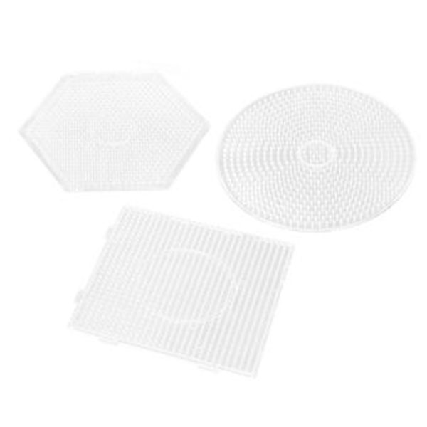 3 stk. Plastperlebrett for barn: Firkantet Rund Heks 5 mm Store Smelteperlebrett for Håndverksmaler