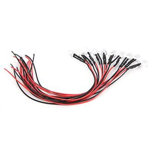 50 STK 12V 8mm Kromatiske LED Lampeperler med 20CM 26AWG Ledning til Industrielle Forsyninger (Hvid & Orange)