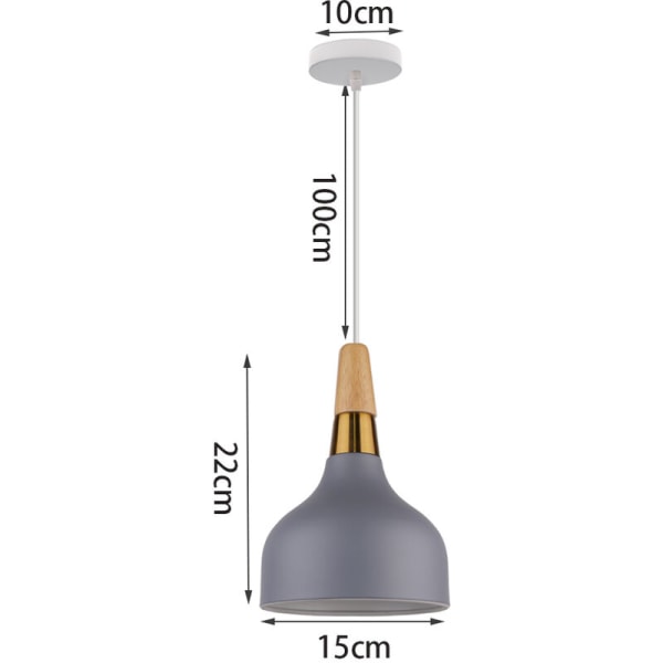 Moderne pendant lysarmatur metal træ hængende loftslampe indendørs lysekrone grå