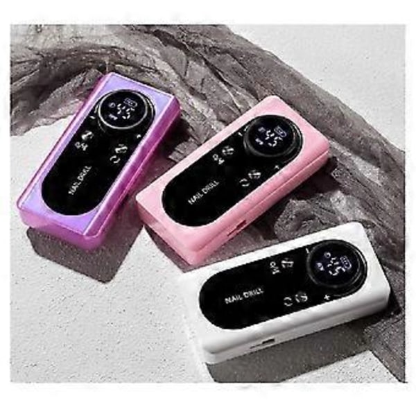 Elektrisk nagelfilmaskin med LCD-display, uppladdningsbar nagelfil, nageltillbehör, gelnagellacks slipmaskin, vit