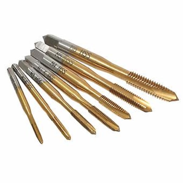 7st M2/m2.5/m3/m3.5//m5/m6 Hss Tium Metrisk Rak Spår Gänga Skruv Tapp Plug Tapp Handskärning Till