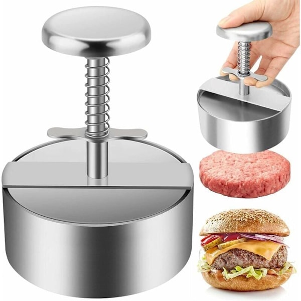 Burger Press, 304 Stainless Steel Hamburger Press, Adjustable Ground Steak Burger Press, Non-Stick Hamburger Press for Party