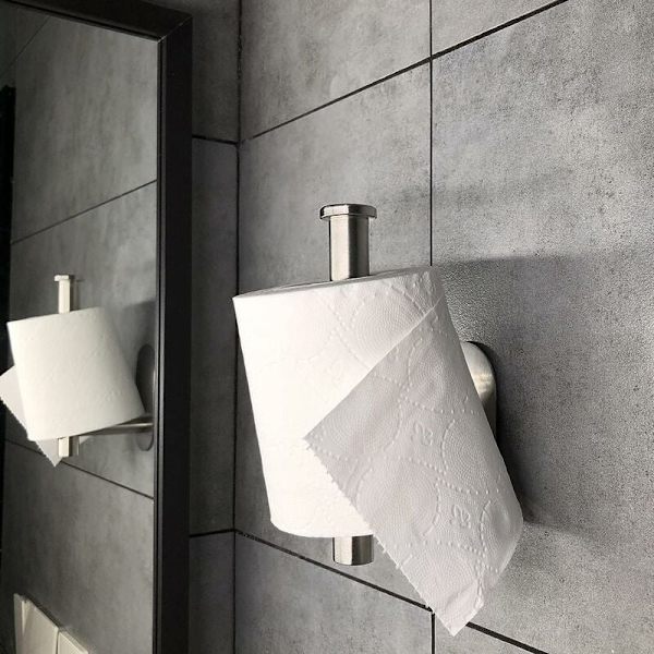 3 wc-paperitelineen pidike - Ei porausta - Ruostumaton teräs - Ihanteellinen kylpyhuoneeseen, wc:hen, keittiöön - Hopea