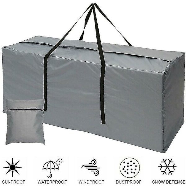 Stor förvaringsväska för utomhusbruk, trädgårdsväska med vattentäta handtag, 210d Oxford (122 X 39 X 55 Cm, Grå)