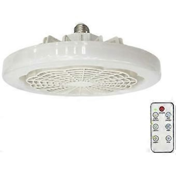 E27 Takfläkt med Lampa & Fjärrkontroll, Smart Fläktlampa, Belysningsfläkt, LED Takfläktslampa för Sovrum Kök A