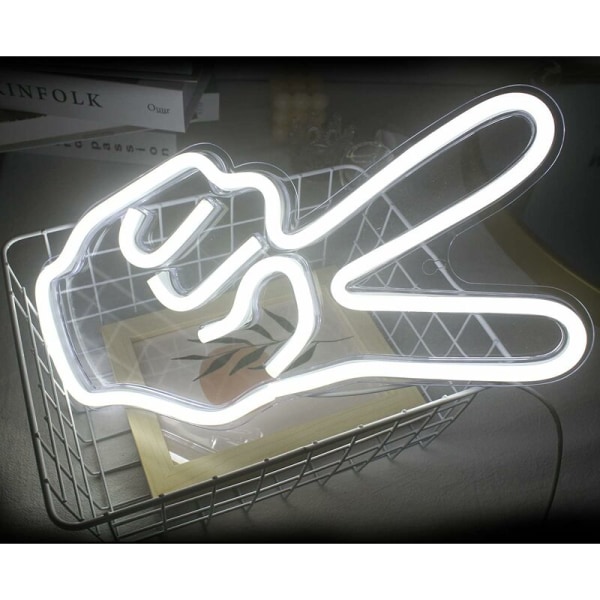 Yeah ele Neon-valokyltti Valkoinen LED Neon-kyltit USB-kytkimellä Neon-sormen valaisin Kyltti makuuhuoneen baariin Pub-toimistoon Juhlatarvikkeet 14'' x 8''