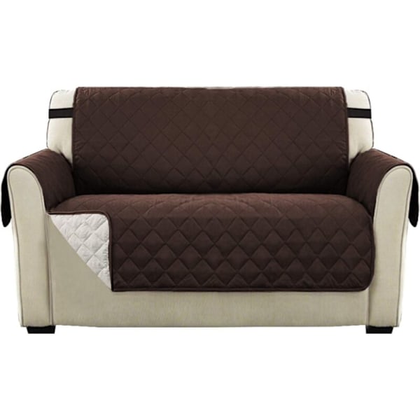 Double Sided Reversible Cover for Quilted Sofa, Luxury Extra, Soft, Waterproof with Elastic Fastening Straps,(2 Seater Sofa, Brown)