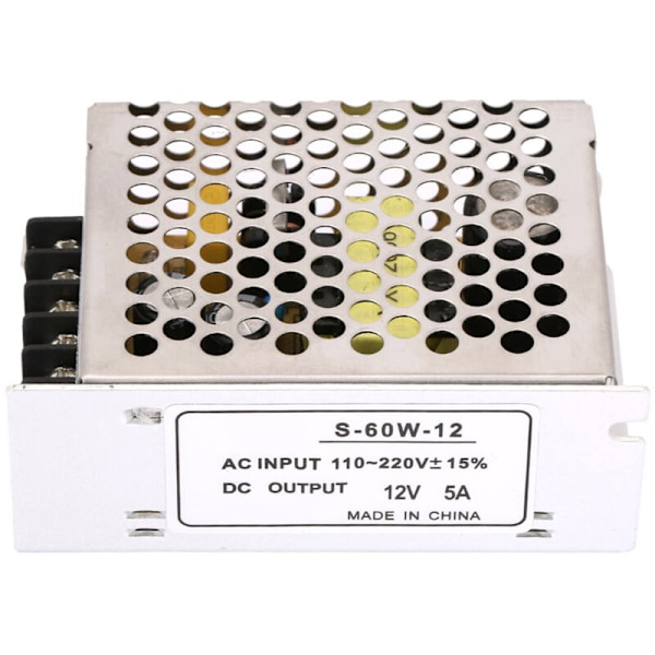 AC/DC spenningsomformer 5A 12V, universell regulert bryter strømforsyning for LED
