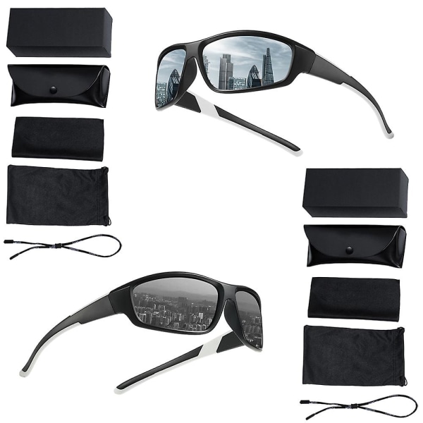 Polariserede sportssolbriller til mænd Kørsel Cykling Fiskeri Solbriller 100% UV-beskyttelsesbriller 2 sæt Style2