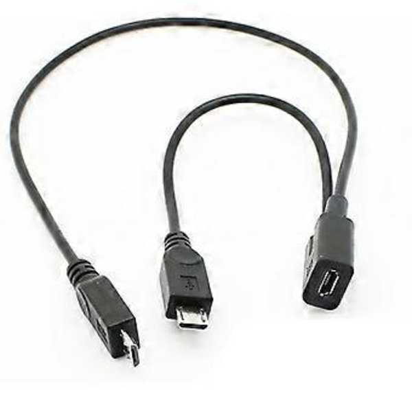 Micro USB Hona 1 till 2 Micro USB Hane Splitter Förlängningsladdningskabel Tråd för Laddning & Dataöverföring USB-Tillbehör