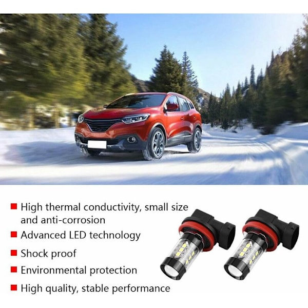 H8 H11 Led-polttimot Xtreme Super Bright 6000k 2 kpl H11 H8 12v-24v 80w Auton suurtehoiset sumuvalot Led-päiväajovalot H11 Led-sumuvalot