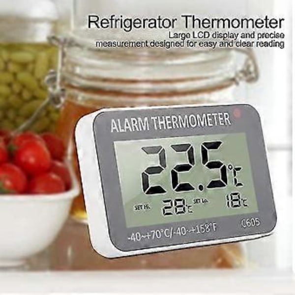 Kylskåpstermometer mäter från -40c till +70c Elektronisk kylskåpstermometer Digitalt alarm Frys