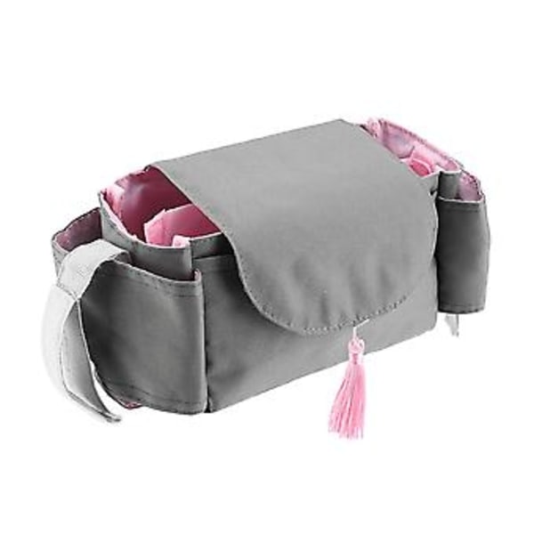 Barnvagn Buggy Barnvagns Tillbehör Förvaringsväska Blöjflaskorganisatör (Rosa Tofs)