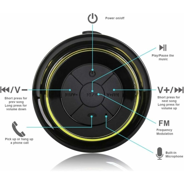 Bærbar Bluetooth-høyttaler, trådløs Bluetooth-høyttaler, vanntett dusjradio, bærbar høyttaler med FM-radio, vanntett IPX7+ 8 timer