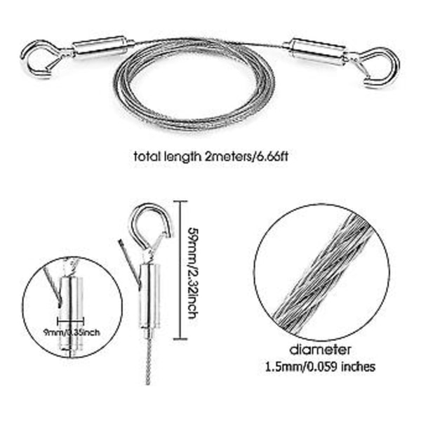 Säädettävä Kuvanripustusvaijeri Raskas S - 2 Pakkaus Ripustusvälineitä, 2m X1.5mm Vähemmän