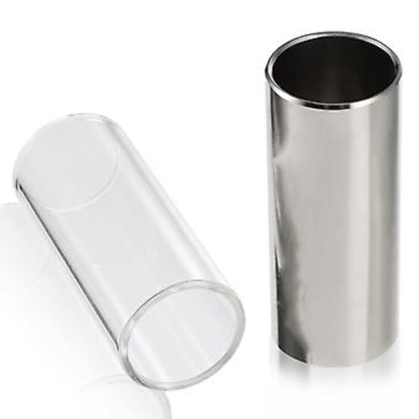 1 lasinen slide, 1 teräksinen slide ja 1 kultainen kitaraslide, 10 kpl kitaran plektroja