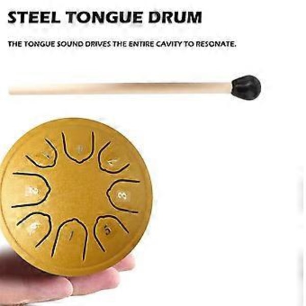 Regntromme til udendørs brug, stål tungetromme, 8 toner 4,5 tommer Chakra tanktromme stål percussion polstrede køller marineblå