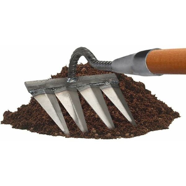 Havearbejde rive, lugejern rive, have scarifier rive, metal tung rive, 4-tandet sømrive stål rive landbrugsredskaber metal havearbejde rive