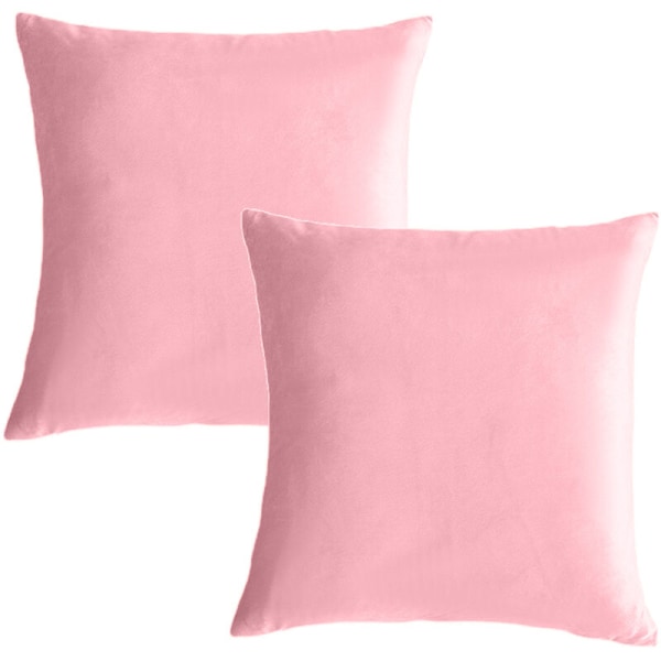 2pcs Velvet pillow cover for sofa, decorative solid square cushion cover for bedroom car. pink 4040cm