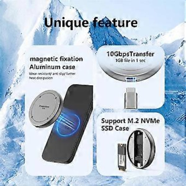 M.2 Magnetiskt Hårddiskkabinett NVME Solid State 2230/2242 Mobiltelefon Extern Typ-C Mobilt Hårddiskkabinett