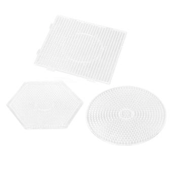 3 stk. Plastperlebrett for barn: Firkantet Rund Heks 5 mm Store Smelteperlebrett for Håndverksmaler