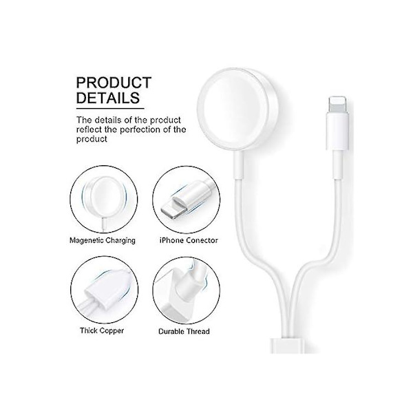 Ur Watch-oplader, Opgraderet 2-i-1 Lynkabel Med Iphone, Ipad Og Air Pod, Hurtig Iphone Watch-oplader 3,3ft Magnetisk Opladningskabel, Wirel