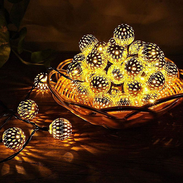 Globe String Lights Plug-in Metal Ball Fairy Lights, Kan forbindes med hale stik, Justerbar med flere tilstande, Nyhedsdekorationer