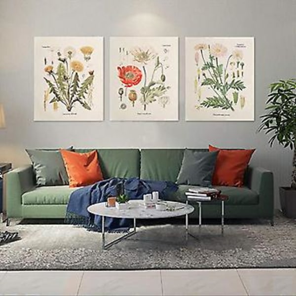 3 st Blomsterväv Väggbonad Vildblomma Växt Floral Vävdiagram Liten Väv För Sovrum