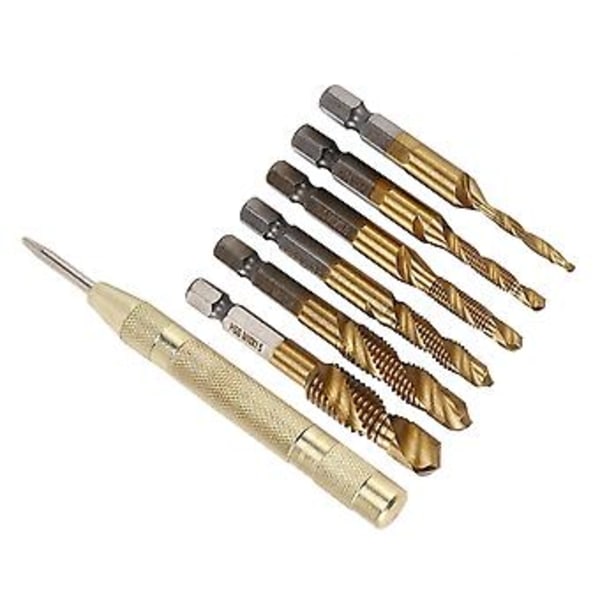 1/4 tomme HSS Spiral Hex Skaft Kombinations Skrue Tap Bitsæt (m3-m10) Med Automatisk Lo