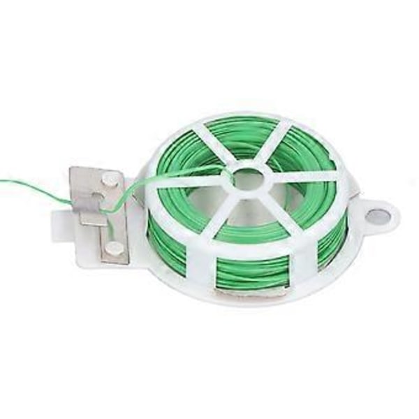 Plantekabelbinder Plast Ståltråd Twist Rulle Dispenser med Skærer til Have Grøntsagsdrivhus 50 Meter