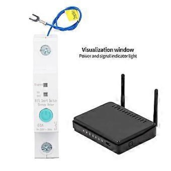 Wifi Smart Strömbrytare Energimätare DIN-skena för Ewelink APP Trådlös Kontroll AC230V 1P 63A