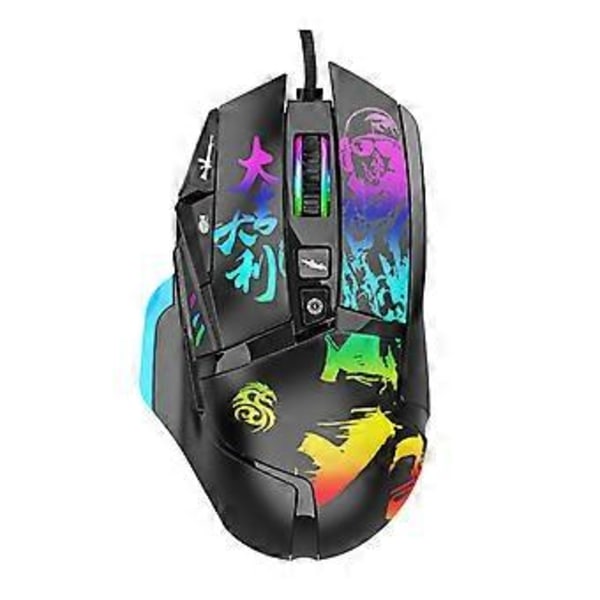 RGB Gamingmus Trådbunden Ergonomisk Datormus med Chroma Bakgrundsbelysning 6400DPI Justerbar USB PC-mus för Windows Spel