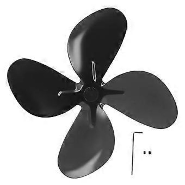 Udskiftningsblad til ovnventilator, aluminiumslegering, pejsventilator, 4 blade med sekskantnøgle, skrue, sort