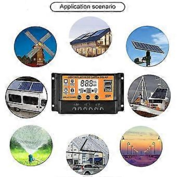 Kaksois-USB-portilla varustettu aurinkopaneeliohjain, älykäs säädin 12V/24V MPPT/PWM automaattinen parametri säädettävä LCD-näyttö