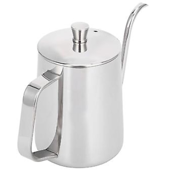 600 ml Kaffedroppkanna 304 Rostfritt Stål Smal Pip Förtjockad Kaffekanna med Lock